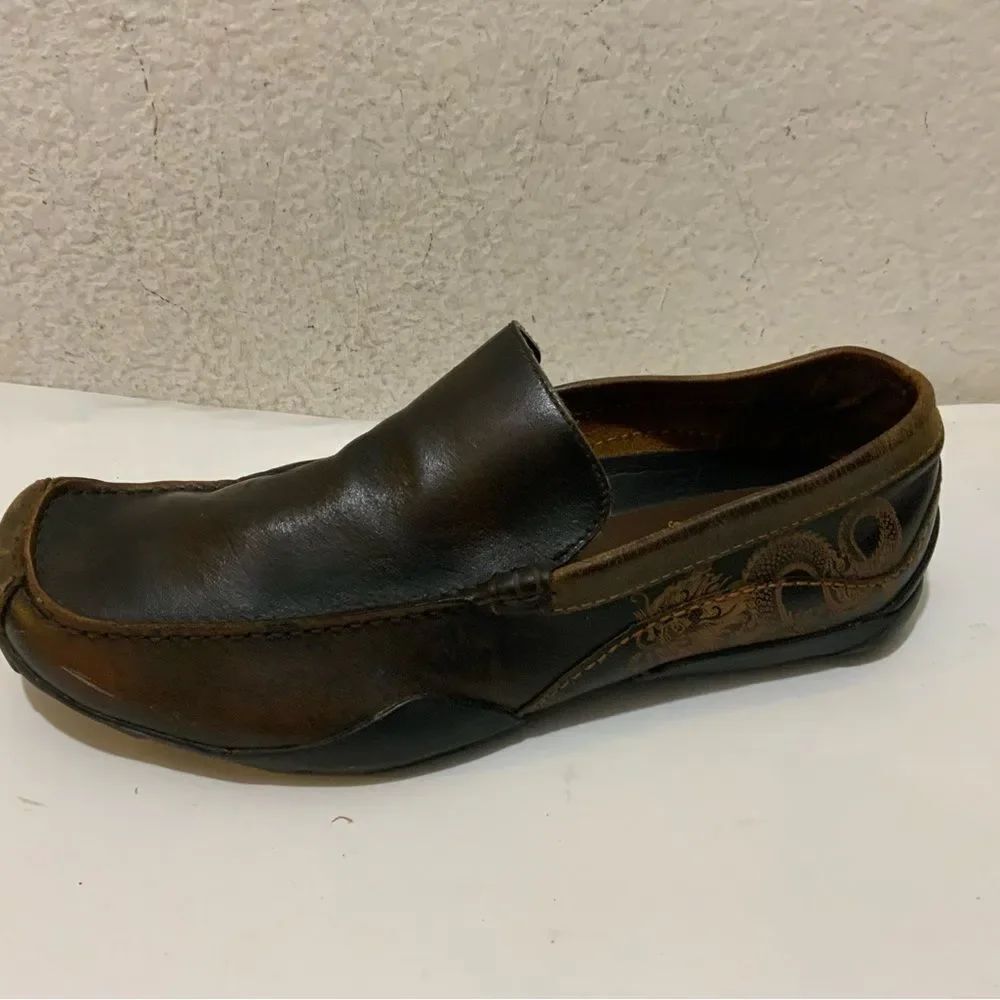 Skechers Mens Loafers Driving Moccasin Casual Slip On Leather Brown Size 9.5